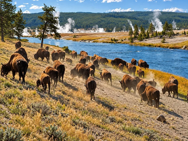 Động vật hoang dã Yellowstone gồm bò rừng, gấu và sói xám